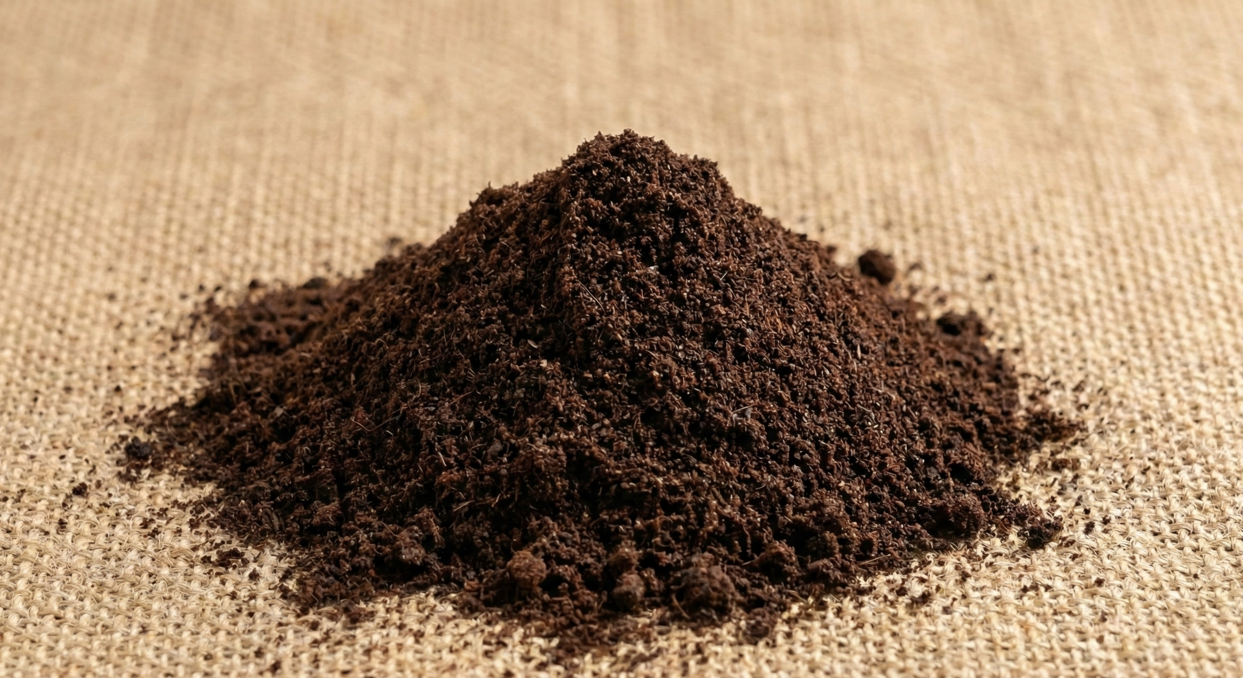 Tas de poudre de vanille Bourbon de Madagascar pure et naturelle sur toile de jute pour pâtisserie